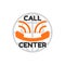 Logo Call Center, looks like smile. Orange old phone handset