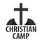 Logo Christian summer camp. Evening Camping. Cross. Vector illustration.