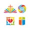 Logo church. Christian symbols. Colored solutions