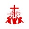 Logo of the church and ministry. Believers in the Lord Jesus Christ worship the Lord and sing to Him glory and praise.