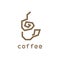 Logo for coffee. A cup of drink and a font in Greek style. Flat symbol EPS10.