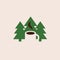 Logo of a Coffee Cup in Negative Space of Pine Trees