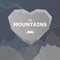 Logo for the company. Heart and stone mountains with place for text.