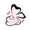 Logo for the confectionery, cafe, bakery, pastry shop. Butterfly, cream, hearts contour. Hand drawing. Vector