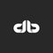 Logo db letters monogram, black and white gradient sleek lines geometric shape, mockup combination d and b initials emblem for