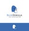 Logo design of a blue gorilla wearing glasses