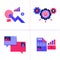 Logo design icon of business chart, bubble chat and achieve target of goals, financial tax analysis strategy. Icon pack template