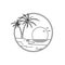 Logo design sunset on tropical island