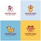 Logo design templates in linear style - motherhood, toys, clothes, heart. Vector emblem, sticker or badge for clothes