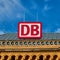 Logo of Deutsche Bahn, DB, above the entrance of the historic central station in Hannover, Germany, August 22, 2020