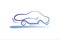 Logo of ecological modern car line art minimalistic electric speed blue car