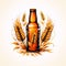 logo emblem symbol of a beer bottle with malt wheat on white background