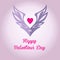 Logo, emblem with wings and heart. Shades of pink