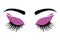 Logo eyelashes. The eyes of the girl with makeup. Vector illustration of eyebrows and eyelashes. Figure for a beauty