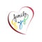 Logo family happy optimistic people in a heart shape icon vector