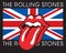 Logo of the famous rock band Rolling Stones with British flag