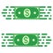 Logo fast transfer of money, a dollar bill in quick motion. vector concept of rapid transfer of funds
