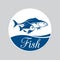 Logo fish vector element blue single emblem icon
