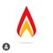 Logo flame fire geometric or spear sharp logotype icon vector flat cartoon, energy ignite blaze abstract symmetric