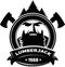 Logo forester. Vector logo lumberjack, black, one-color. Ready-made version.