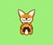 The logo funny fox eats taco. Cute foxy, cartoon character, food logotypeWeb