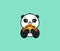 The logo funny panda eats taco. Cute animal, cartoon character, food logotype