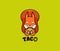 The logo funny squirrel eats taco. Cute wild animal, cartoon character