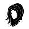 Logo girl model brunette head on white background - silhouette haircut vector stylish hand drawn graphics portrait.