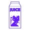 Logo grape juice icon. Vector illustration of a packing of juice. Cardboard packaging of fruit juice