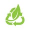 Logo of green leaf with recycle shape ecology nature element vector icon