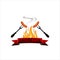 Logo grilled food: Barbecue with flames