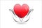 Logo hands holding a healthy heart icon vector