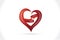 Logo handshake love heart shape connecting people icon