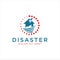 Logo for home improvement after a disaster . Natural Disaster Logo Template . House Restore Disaster Logo Design. after disaster p