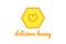 Logo for honey products, store, festival, farm. Yellow honeycomb