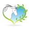 Logo of horse inside of love heart leafs