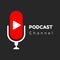 Logo or icon podcast channel with black background,vector graphic