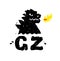 Logo, illustration of godzilla, dragon. Vector flat logo. Image is isolated on white background. Sign, mascot of the company.