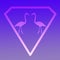 Logo Image Bird Flamingo Pair standing in a Diamond Shape on Blue Violet  Background