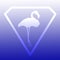 Logo Image Bird Flamingo standing in a Diamond Shape on Blue White  Background