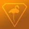 Logo Image Bird Flamingo standing in a Diamond Shape on Khaki Orange   Background