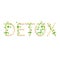Logo with the inscription `Detox` vector stock illustration. Hand-sketched typography. Micro-green. Detoxification poster, badge,