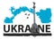 Logo with inscription Ukraine and the Maidan Nezalezhnosti in Kyiv