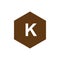 Logo K with a brown hexagon background