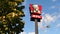 Logo of KFC fast food chain of Yum Brands company with a tree and fast moving clouds on a blue sky