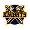 Logo Knights. Swords cross. Vector illustration. Flat style