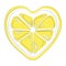 Logo of lemon in the form of heart. Stylized slice of lemon for logo. Picture of fresh citrus.