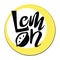 Logo of a lemon with a word. Stylized inscription of lemon. Yellow citrus logo.
