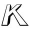 Logo letter k, tall slender font letter k perspective height