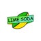 Logo for lime soda isolated on white background. Lemonade drink. Fast food concept. Vector cartoon flat design